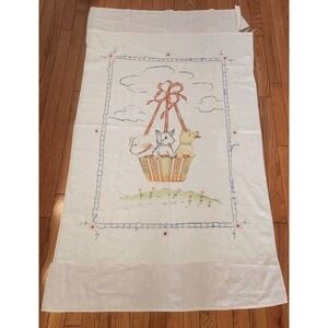 Vintage Vogart Dogs In Balloon Embroidered 33x57 With Pink Trim